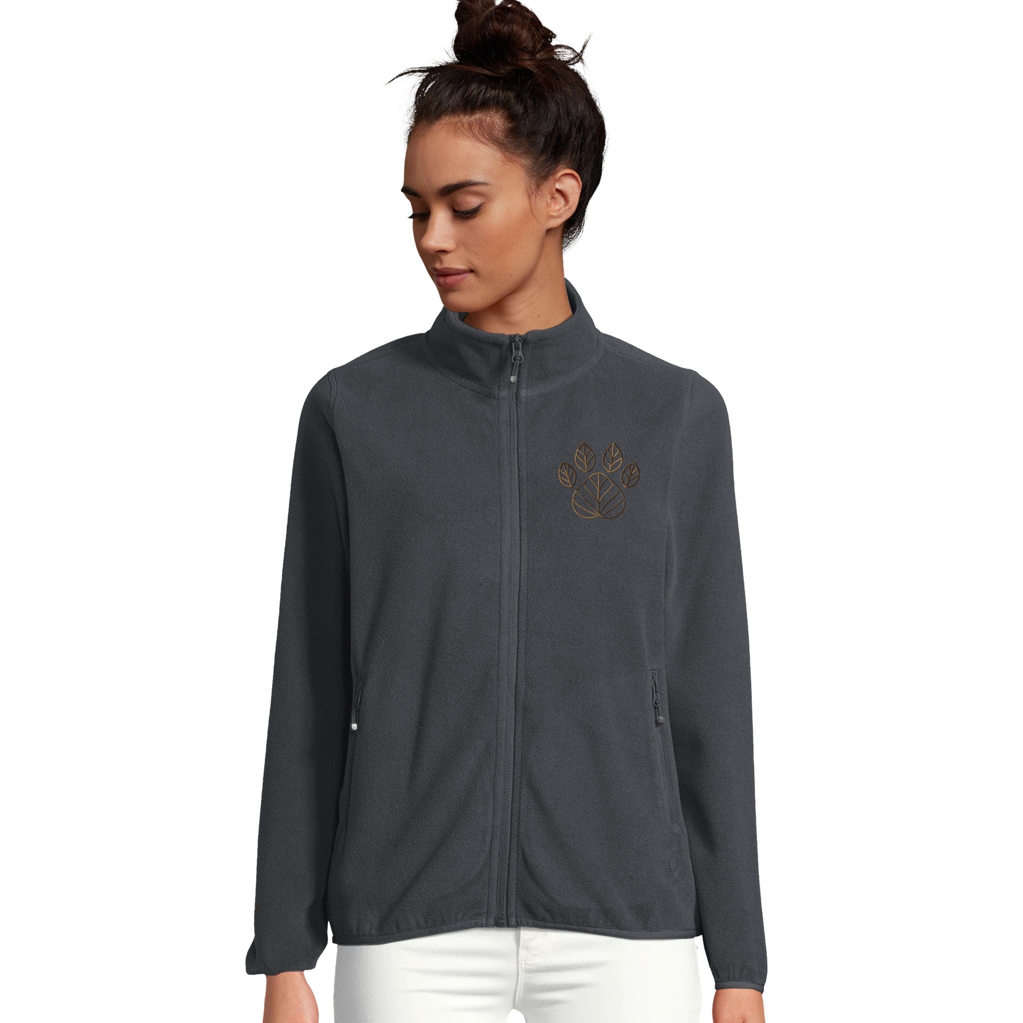 Damen Fleecejacke mit gesticktem Pfoten-Logo-petllective