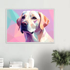Labrador-Retriever-Portrait im Polygon-Stil: Premium-Poster mit Holzrahmen – Lebendige Farben-petllective