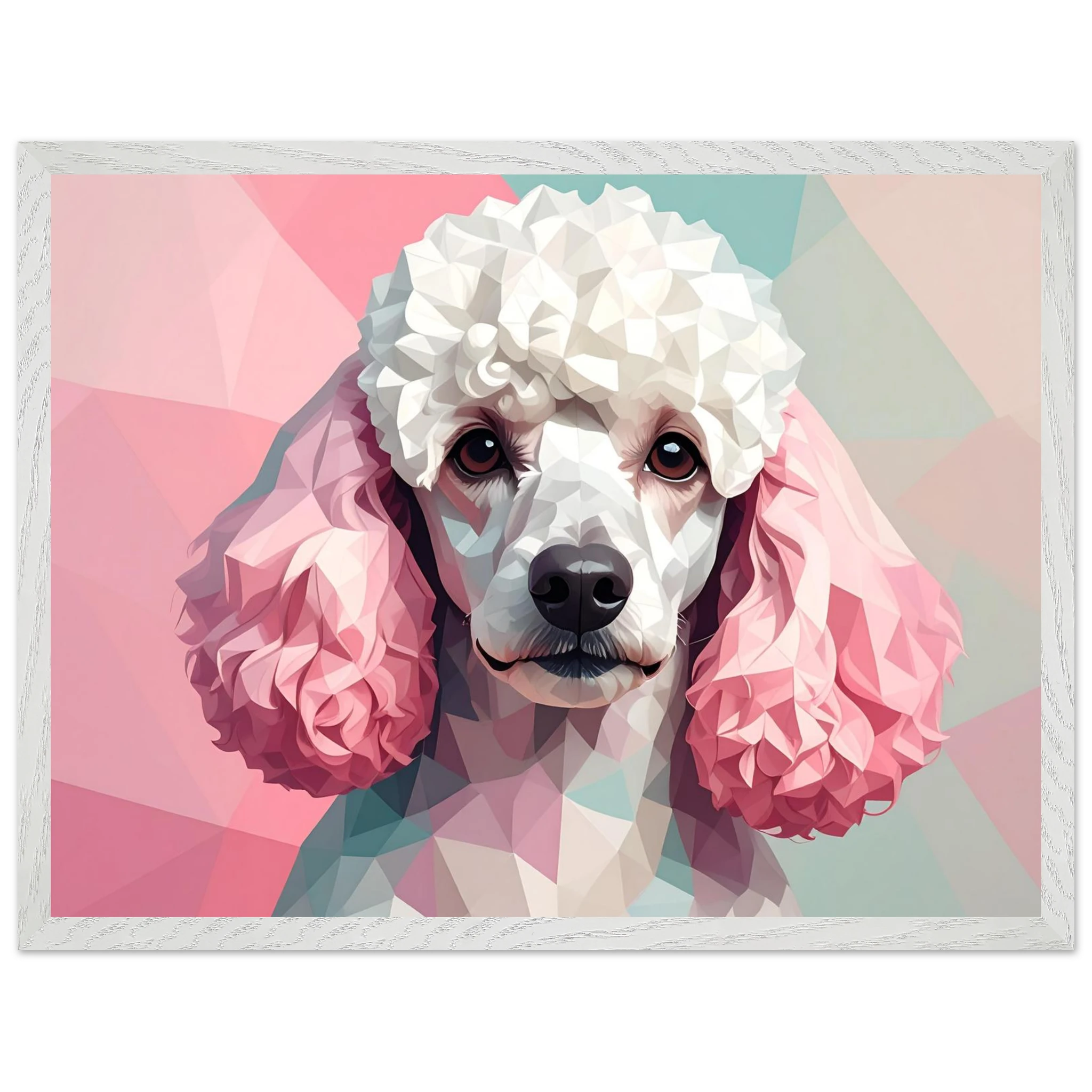 Abstrakter Pudel: Premium-Poster mit Holzrahmen in deinem Wunschformat und Rahmenfarbe-petllective
