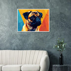 Abstrakter Mops-Kunstdruck: Premium-Poster mit Holzrahmen in leuchtendem, modernem Stil-petllective