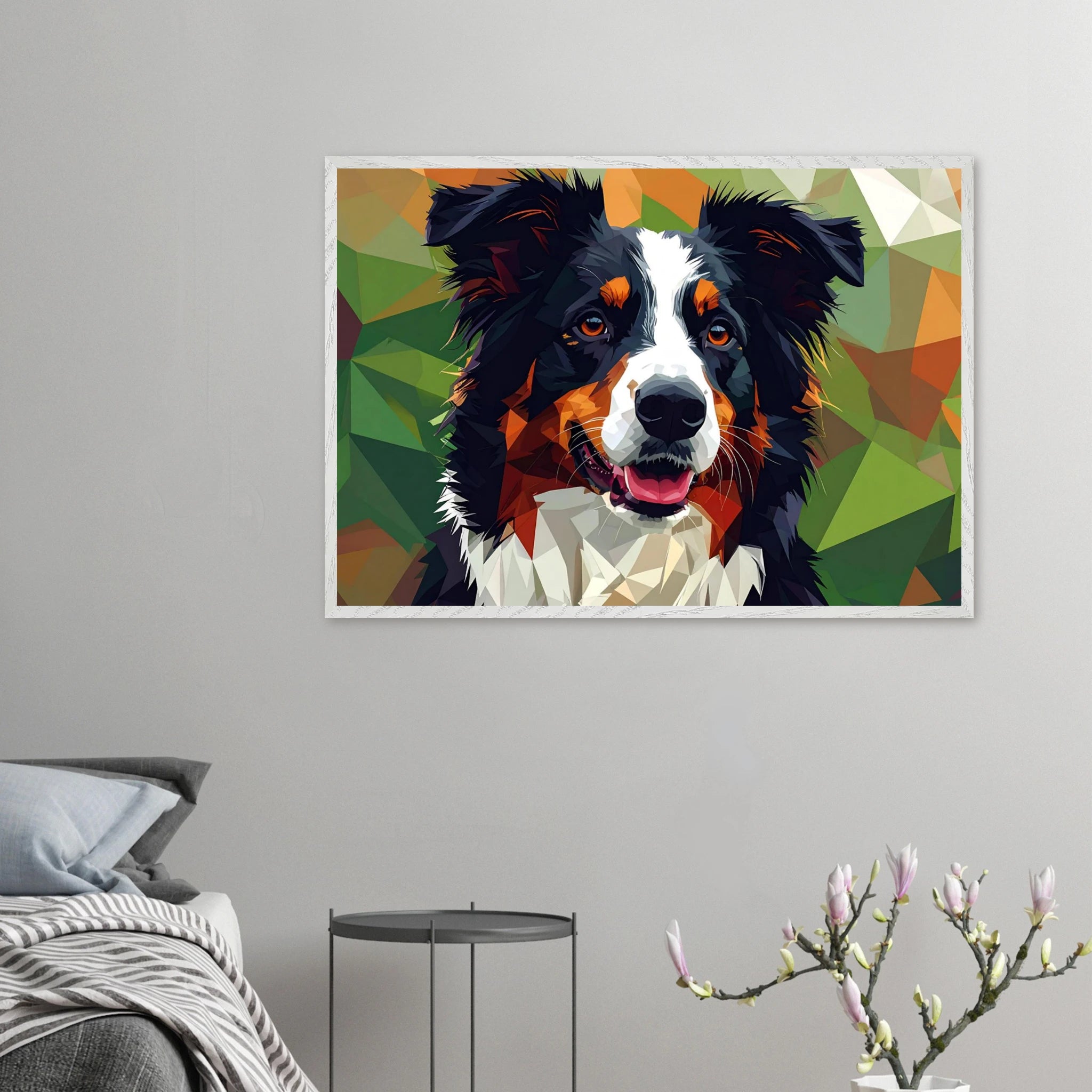 Abstrakter Border Collie Premium-Poster – Lebendige Tierkunst für Ihr Zuhause mit Rahmen nach Wahl-petllective