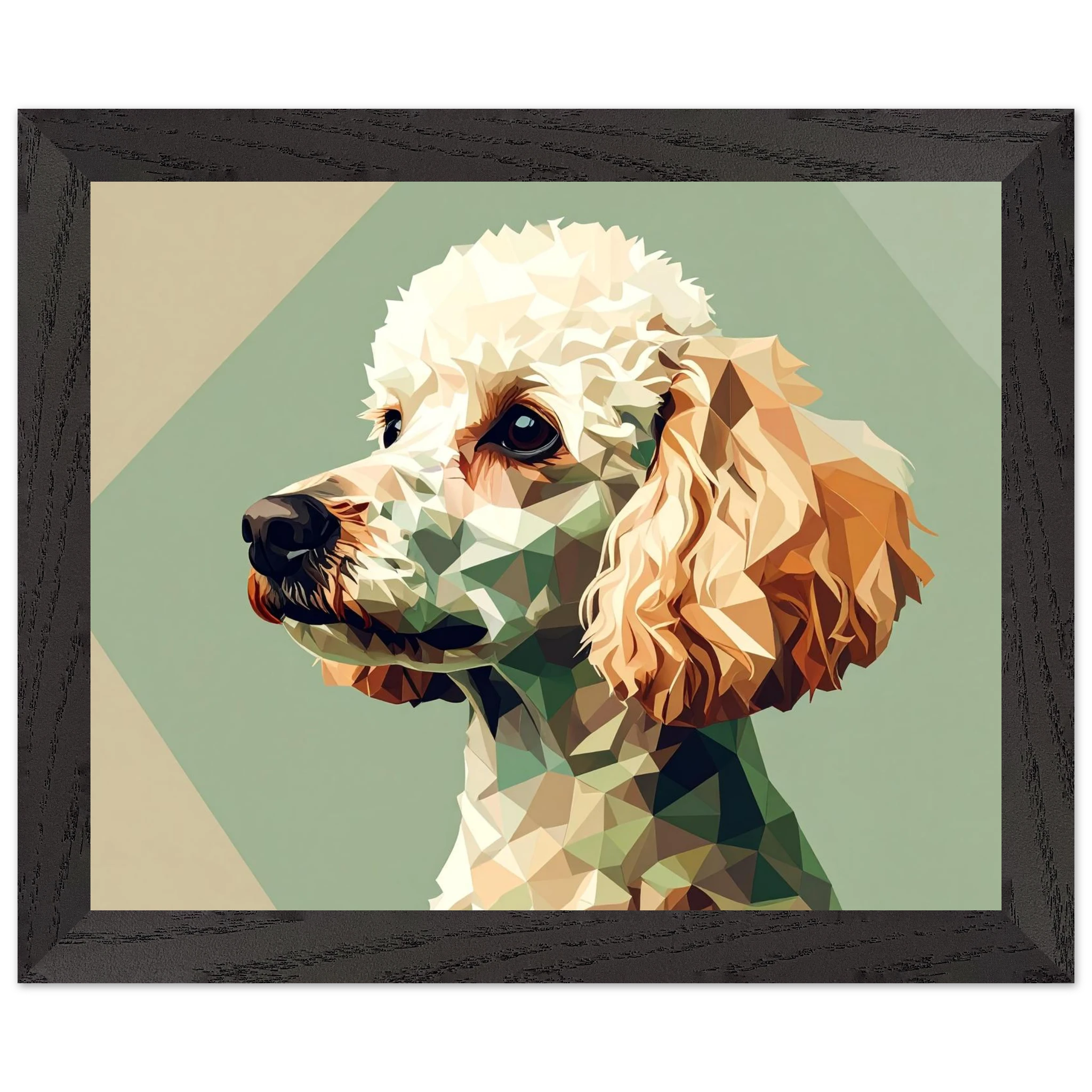 Abstrakter Pudel: Premium-Poster aus halbmattem Premium-Papier mit Holzrahmen – Modernes Haustier-Design-petllective
