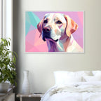 Labrador-Retriever-Portrait im Polygon-Stil: Premium-Poster mit Holzrahmen – Lebendige Farben-petllective