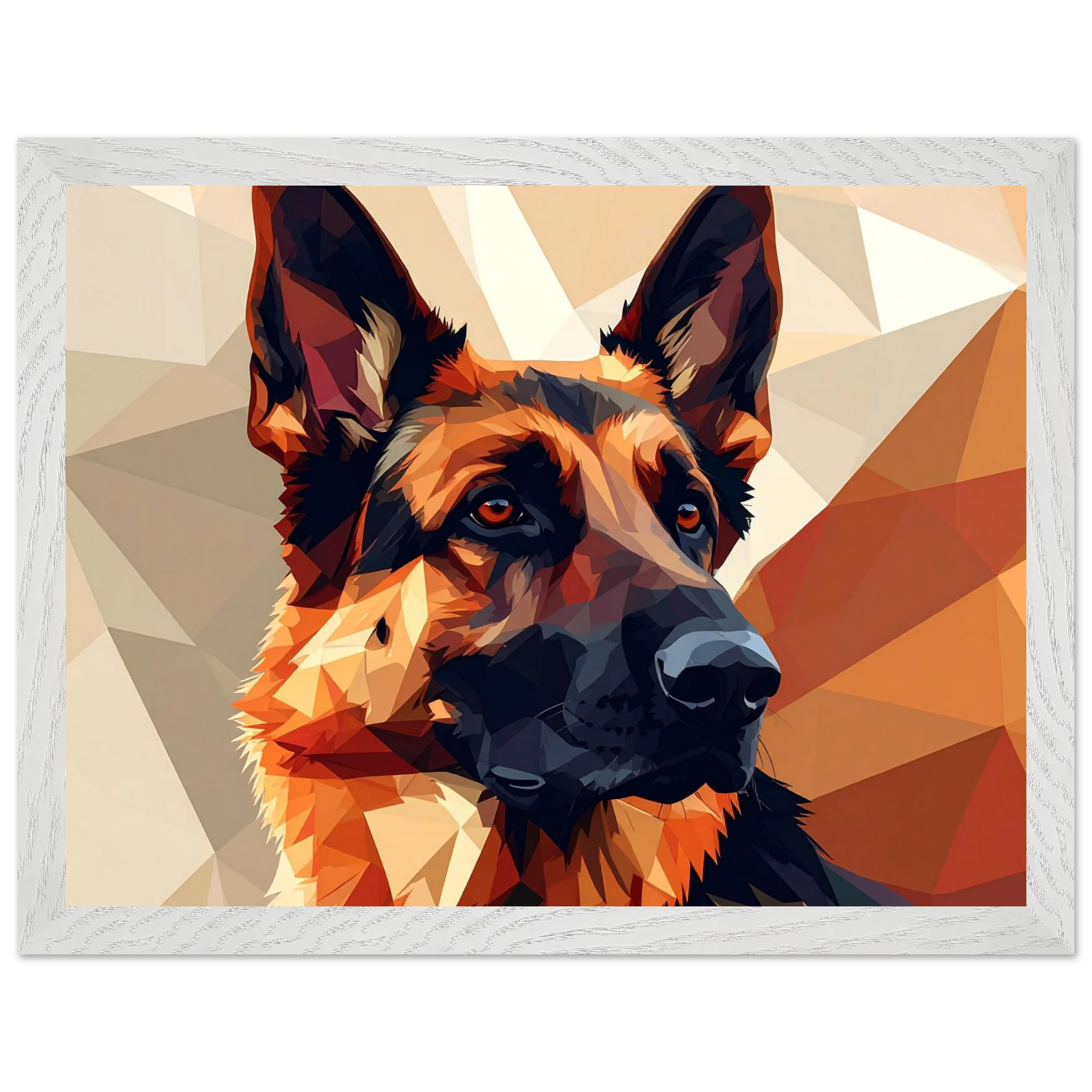 Abstrakter Schäferhund: Premium-Poster aus halbmattem Papier mit Holzrahmen – in verschiedenen Größen und Rahmenfarben-petllective