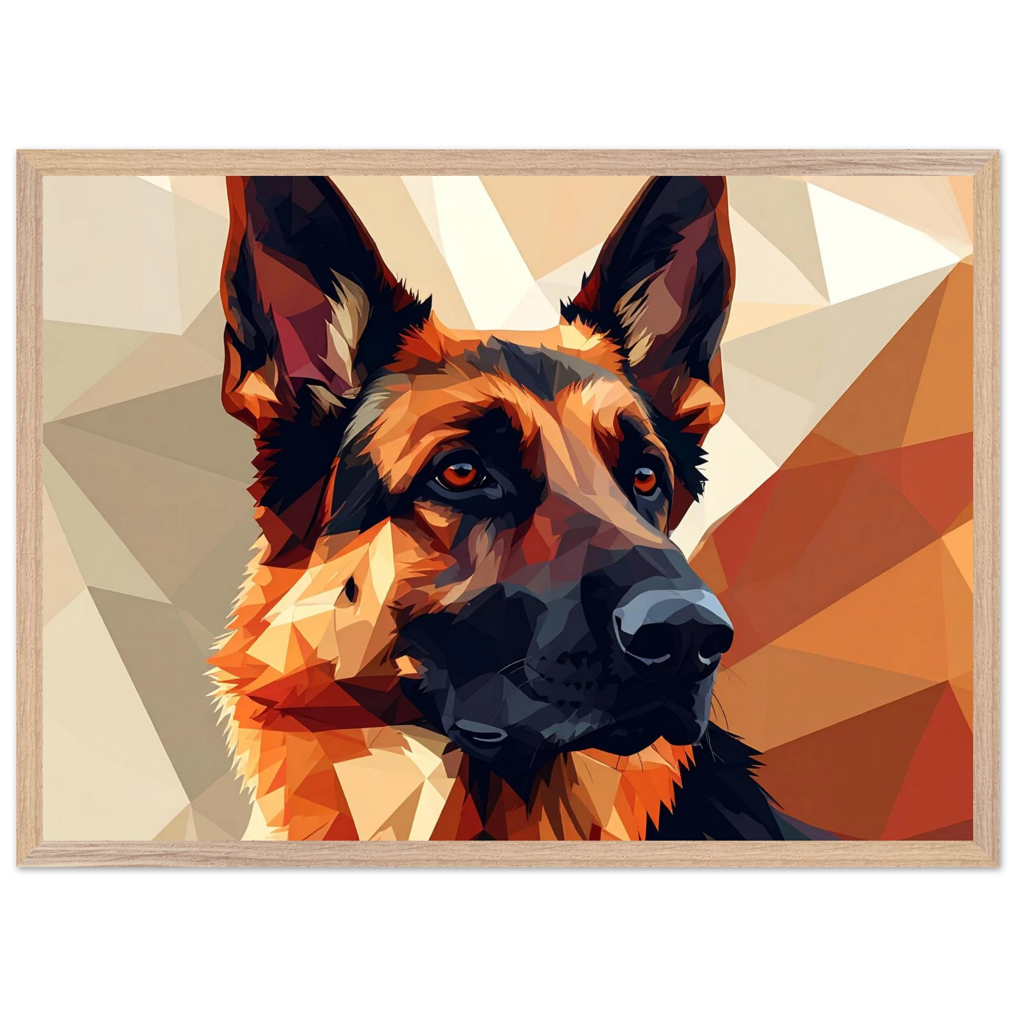 Abstrakter Schäferhund: Premium-Poster aus halbmattem Papier mit Holzrahmen – in verschiedenen Größen und Rahmenfarben-petllective