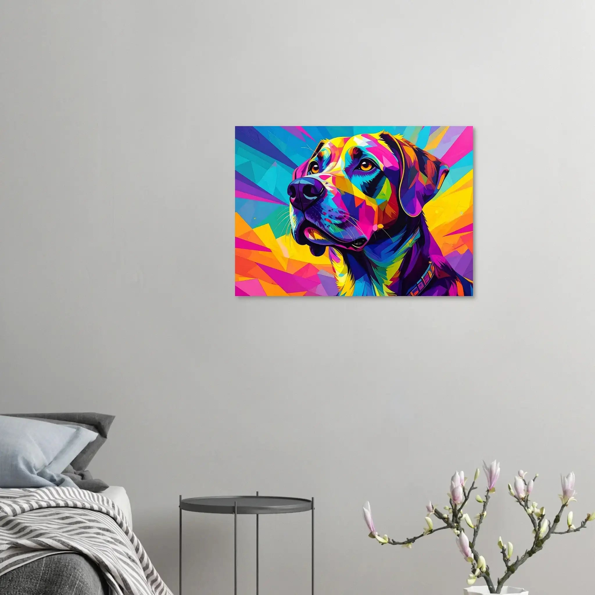 Hund Pop Art Kunstdruck Wandbild – Farbexplosion für moderne Wohnräume-petllective