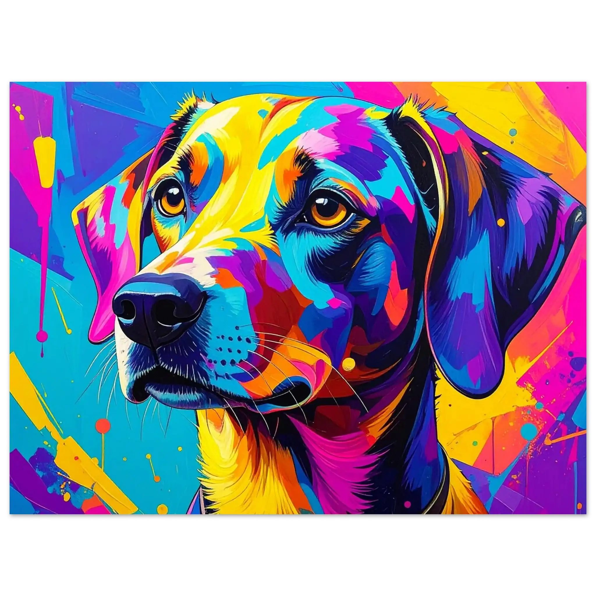 Bunter Hund Pop Art Kunstdruck – Modernes Wandbild für Tierfreunde-petllective