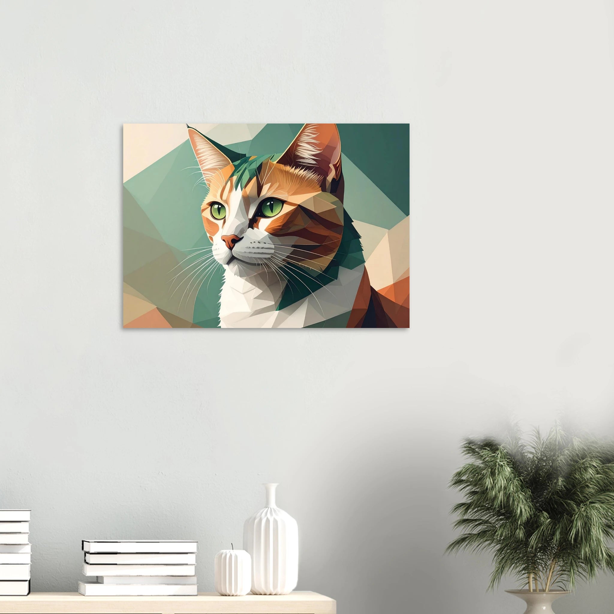 Geometrische Katze Kunstdruck Wandbild – Abstraktes Low-Poly Poster-petllective