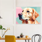 Abstrakter Golden Retriever: Premium-Poster mit Holzrahmen in deinem Wunschformat-petllective