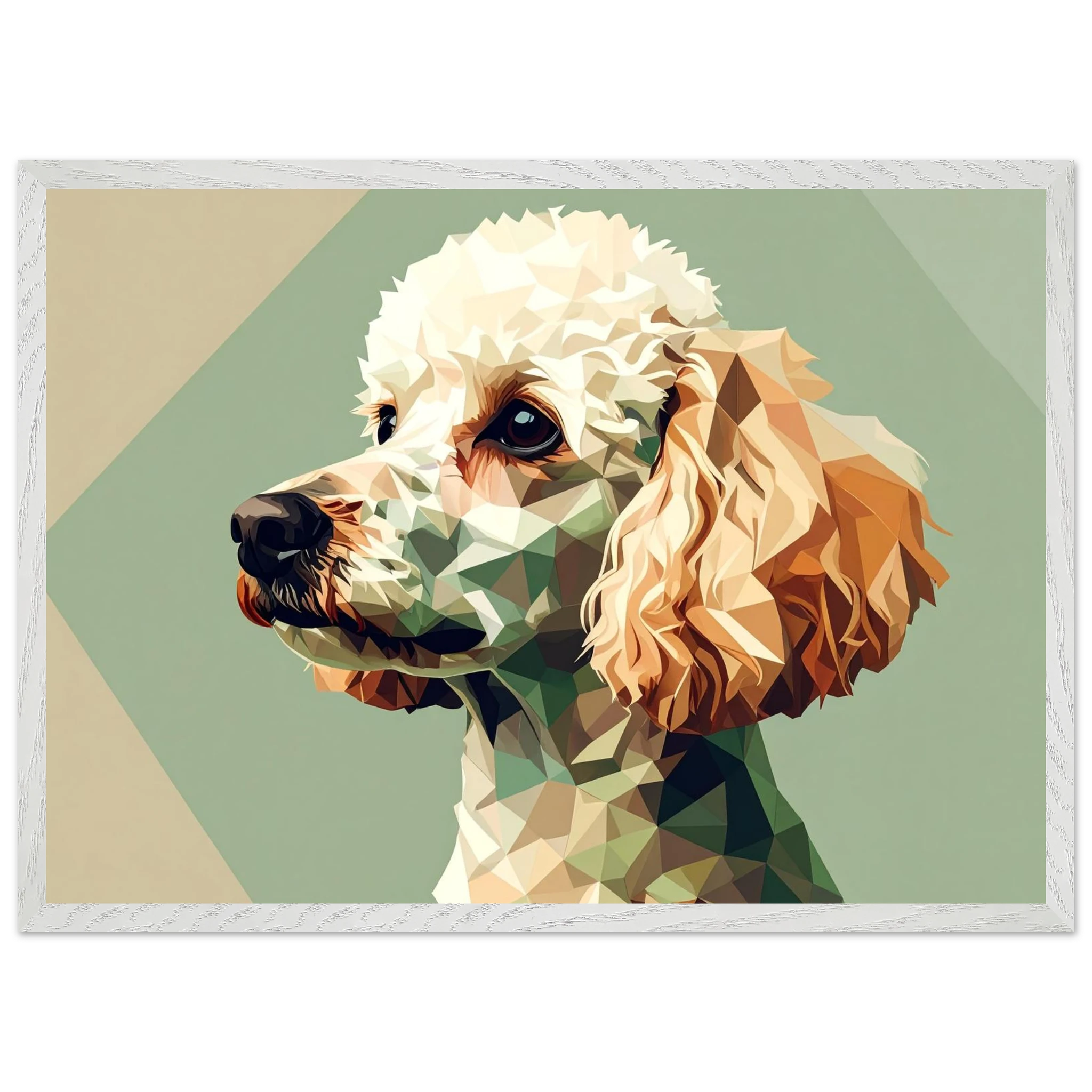 Abstrakter Pudel: Premium-Poster aus halbmattem Premium-Papier mit Holzrahmen – Modernes Haustier-Design-petllective