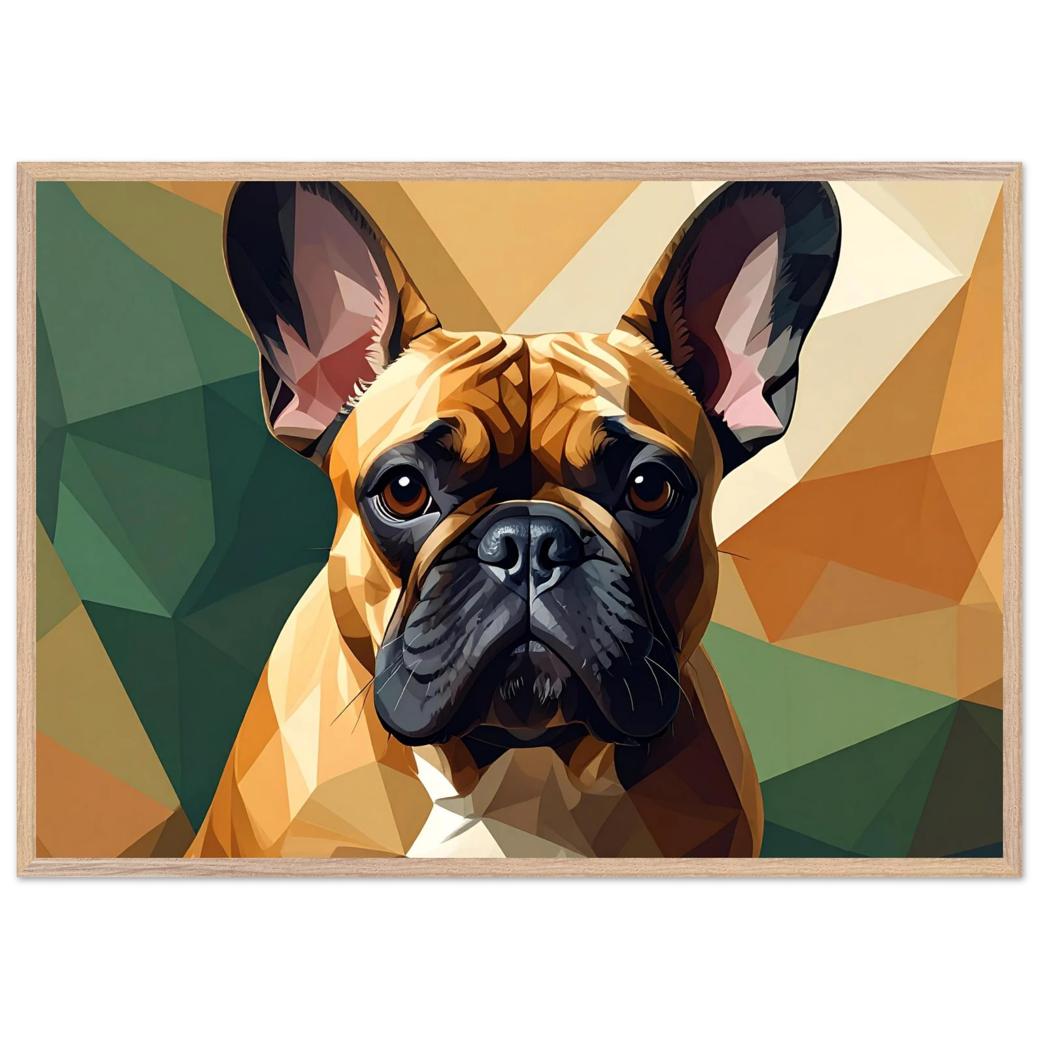 Französische Bulldogge im Polygondesign – Gerahmtes Premium-Poster für moderne Kunstliebhaber-petllective