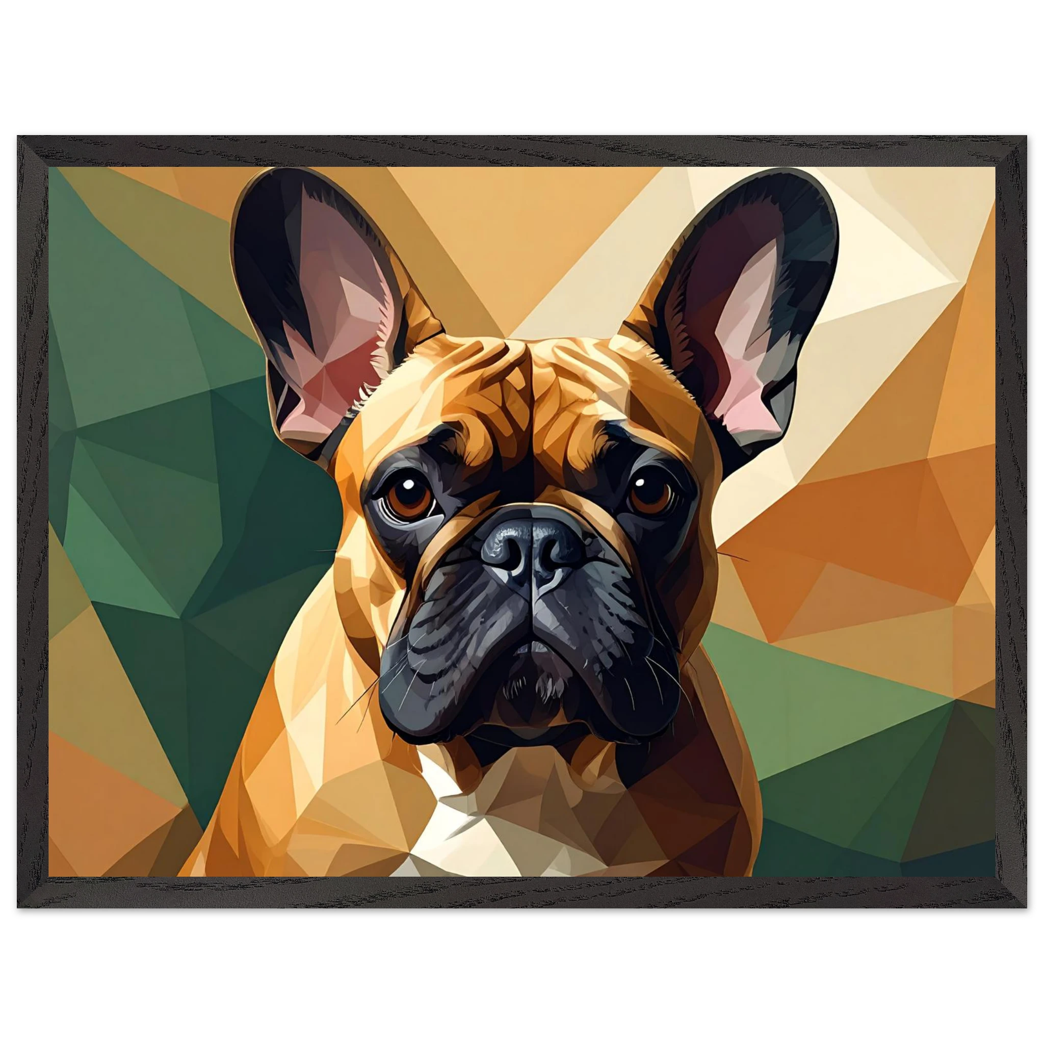 Französische Bulldogge im Polygondesign – Gerahmtes Premium-Poster für moderne Kunstliebhaber-petllective