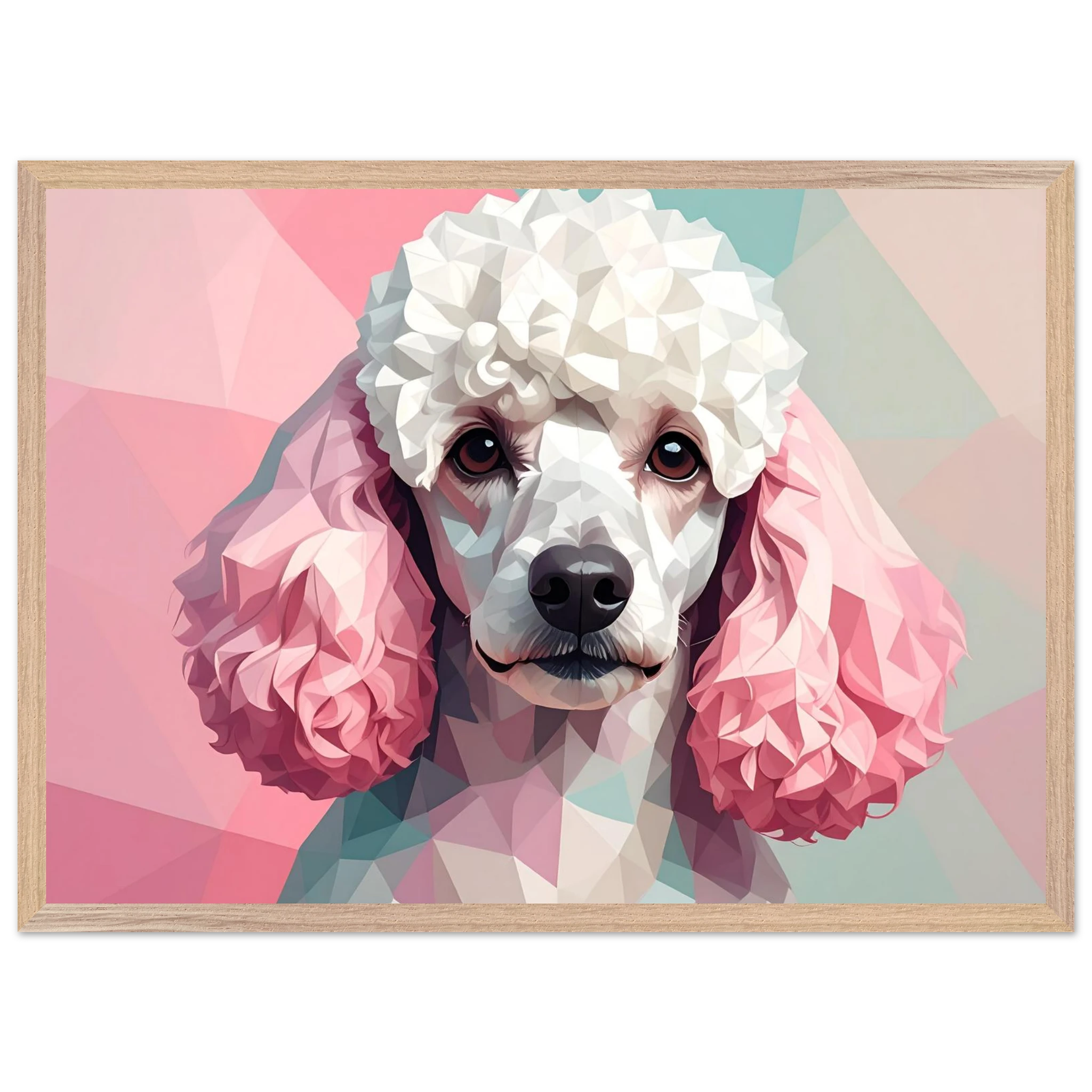 Abstrakter Pudel: Premium-Poster mit Holzrahmen in deinem Wunschformat und Rahmenfarbe-petllective