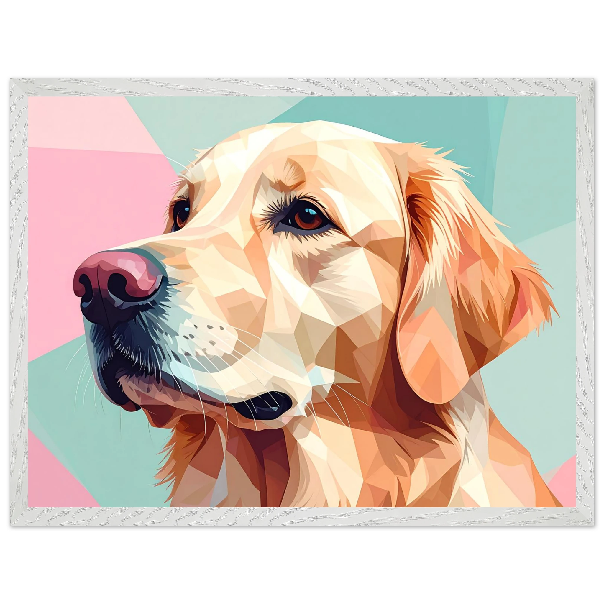 Abstrakter Golden Retriever: Premium-Poster mit Holzrahmen in deinem Wunschformat-petllective
