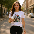 Unisex T-Shirt aus Baumwolle mit Hundepfoten-Design-petllective