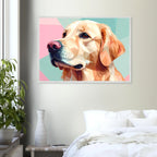 Abstrakter Golden Retriever: Premium-Poster mit Holzrahmen in deinem Wunschformat-petllective