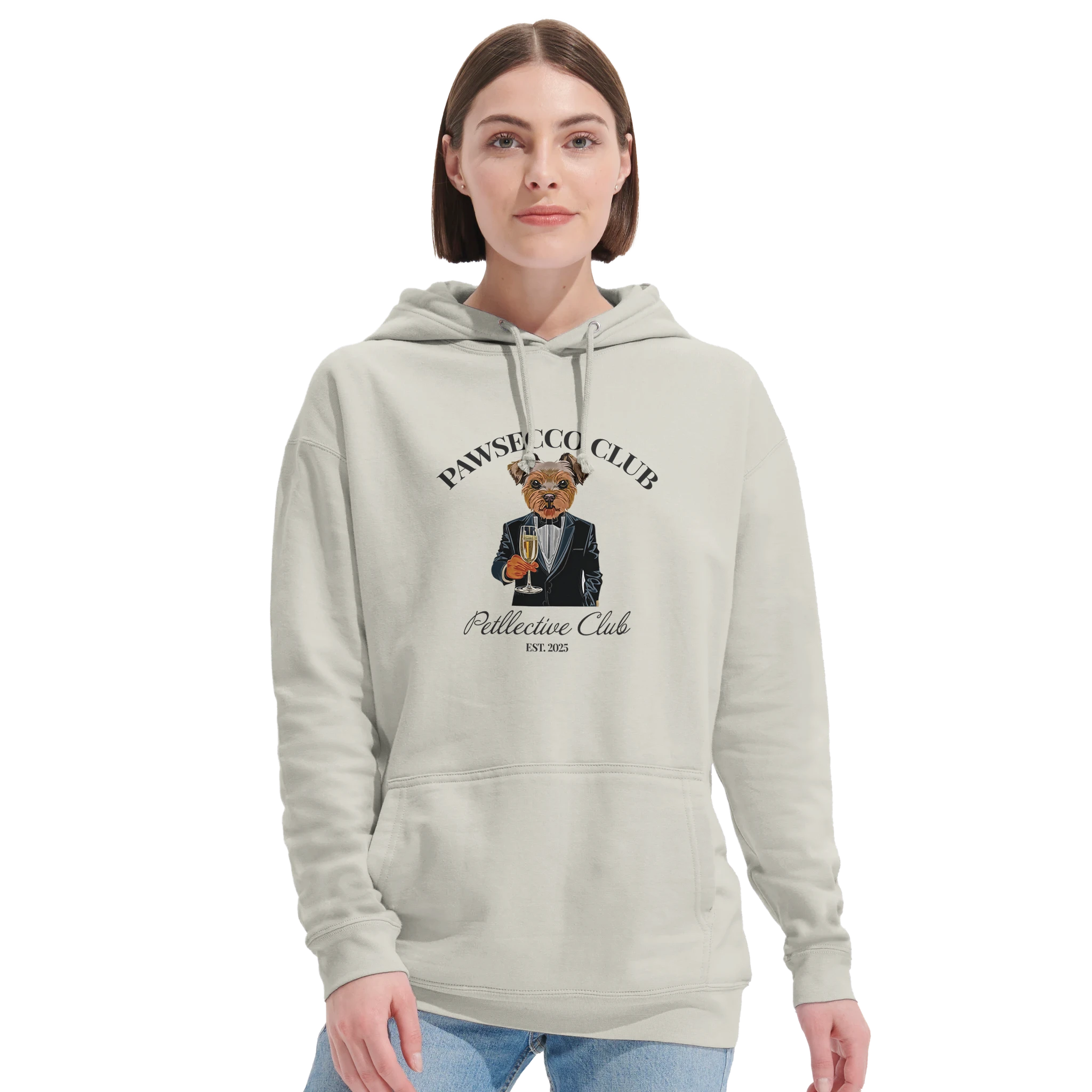Hoodie „Pawsecco Club“ – Unisex Kapuzenpullover aus Bio-Baumwolle-petllective