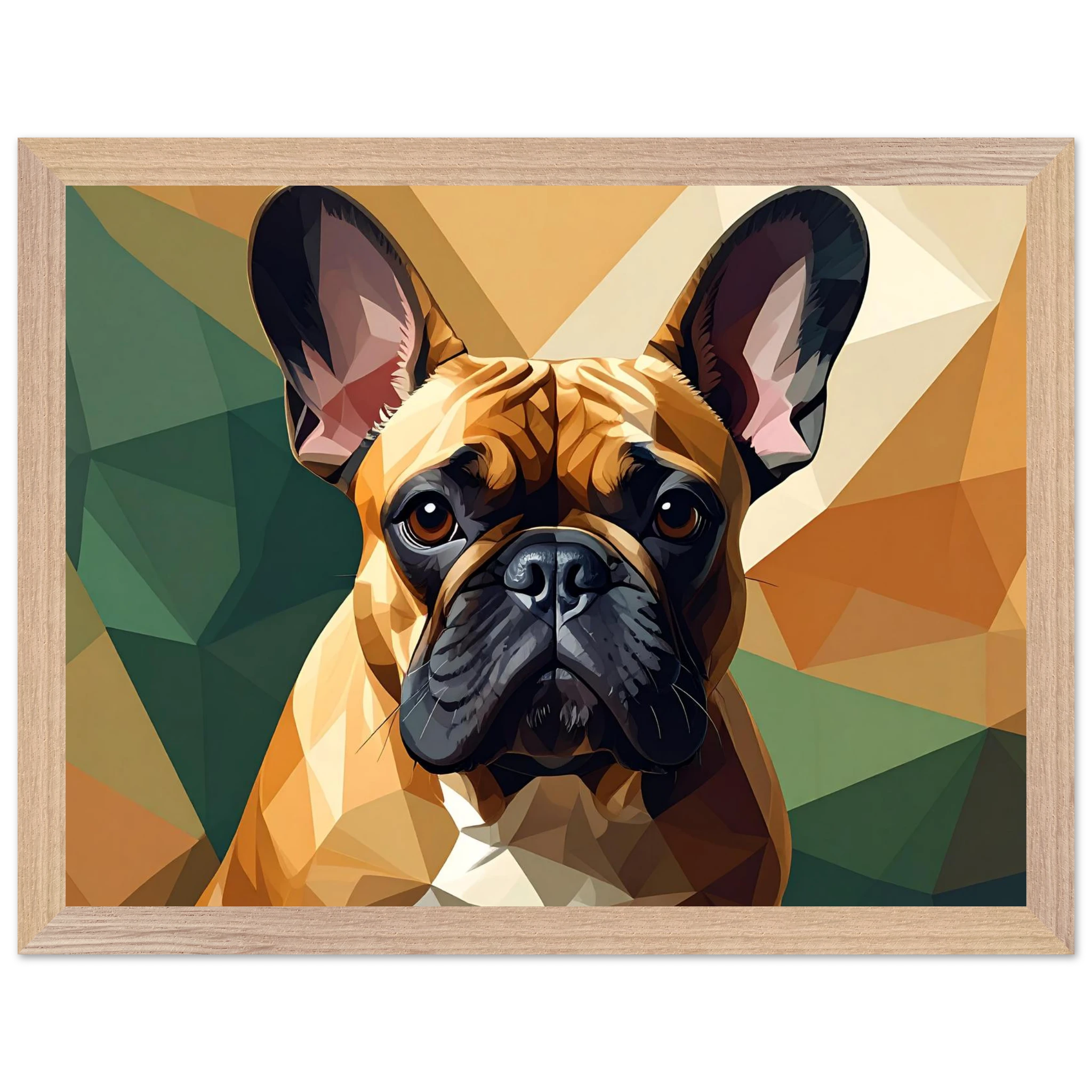 Französische Bulldogge im Polygondesign – Gerahmtes Premium-Poster für moderne Kunstliebhaber-petllective