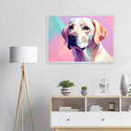 Labrador-Retriever-Portrait im Polygon-Stil: Premium-Poster mit Holzrahmen – Lebendige Farben-petllective
