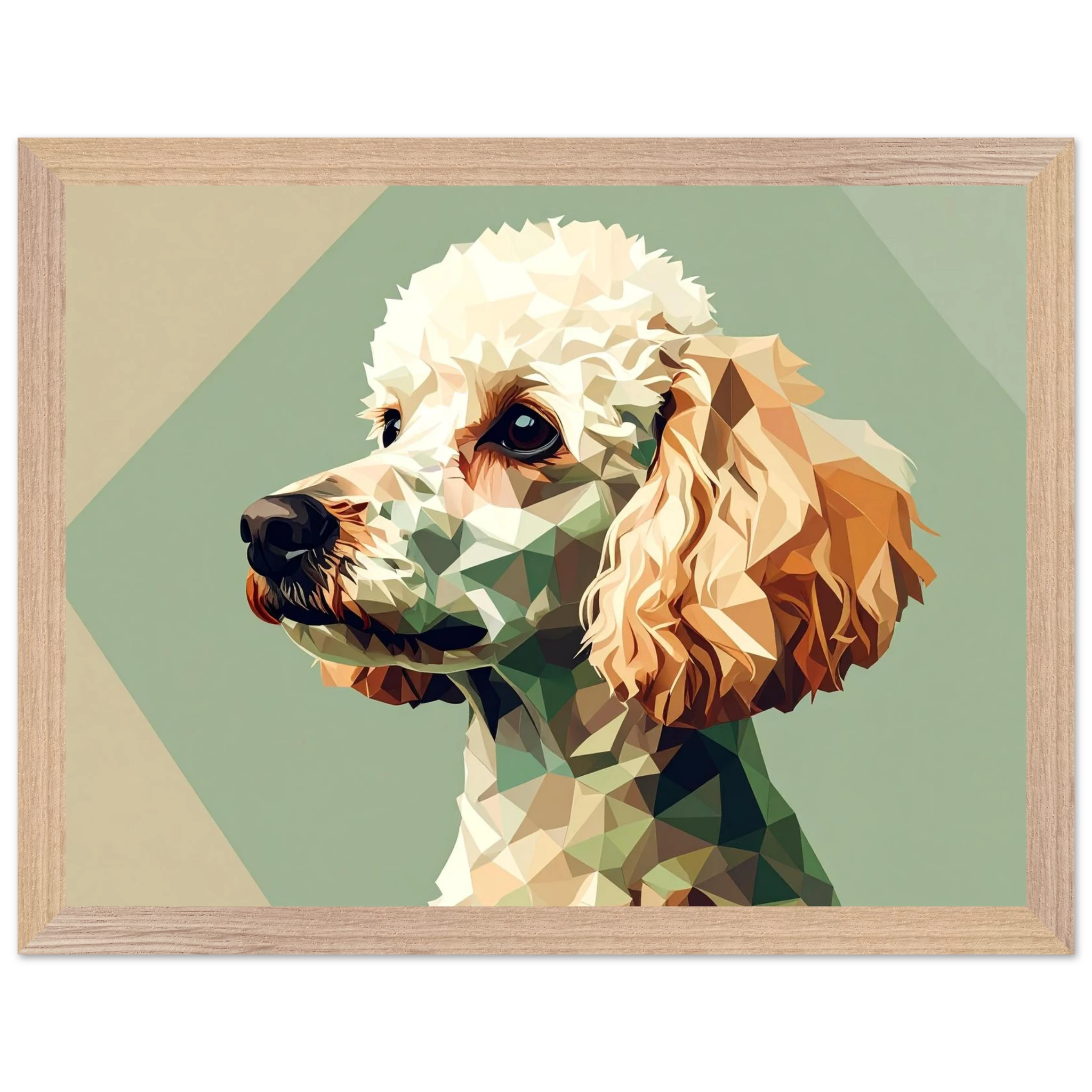 Abstrakter Pudel: Premium-Poster aus halbmattem Premium-Papier mit Holzrahmen – Modernes Haustier-Design-petllective