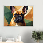 Französische Bulldogge im Polygondesign – Gerahmtes Premium-Poster für moderne Kunstliebhaber-petllective