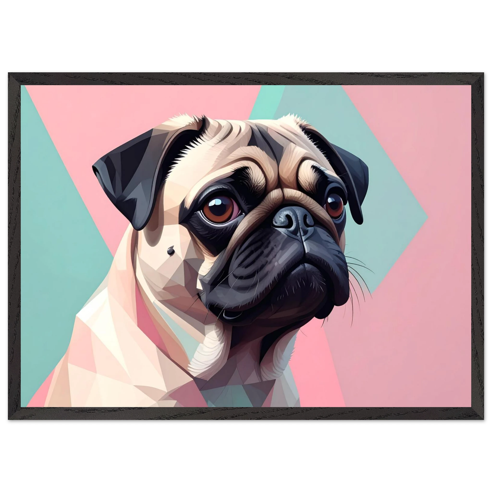 Niedlicher Mops im Pop-Art-Stil: Gerahmtes Premium-Poster mit lebendigen Farben und verschiedenen Rahmungen-petllective