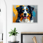 Bunter Hundeporträt-Poster: Premium-Poster aus halbmattem Premium-Papier mit Holzrahmen-petllective