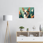 Hund mit Bergpanorama Kunstdruck Wandbild – Geometrische Tierkunst-petllective