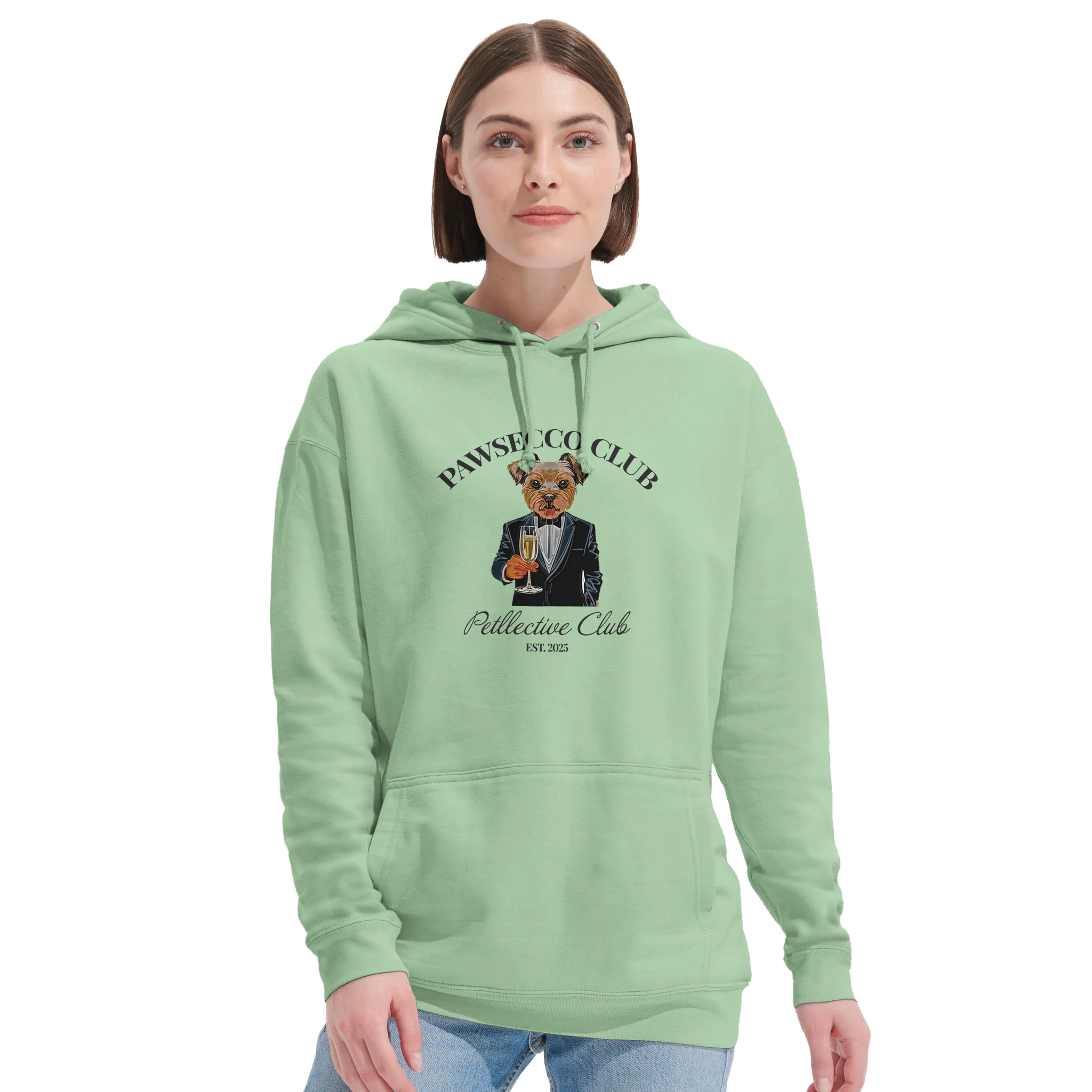 Hoodie „Pawsecco Club“ – Unisex Kapuzenpullover aus Bio-Baumwolle-petllective