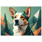 Hund mit Bergpanorama Kunstdruck Wandbild – Geometrische Tierkunst-petllective