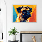 Abstrakter Mops-Kunstdruck: Premium-Poster mit Holzrahmen in leuchtendem, modernem Stil-petllective