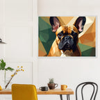 Französische Bulldogge im Polygondesign – Gerahmtes Premium-Poster für moderne Kunstliebhaber-petllective