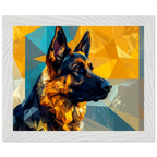 Geometrisches Schäferhund-Porträt: Premium-Poster mit Holzrahmen in deinem Stil-petllective