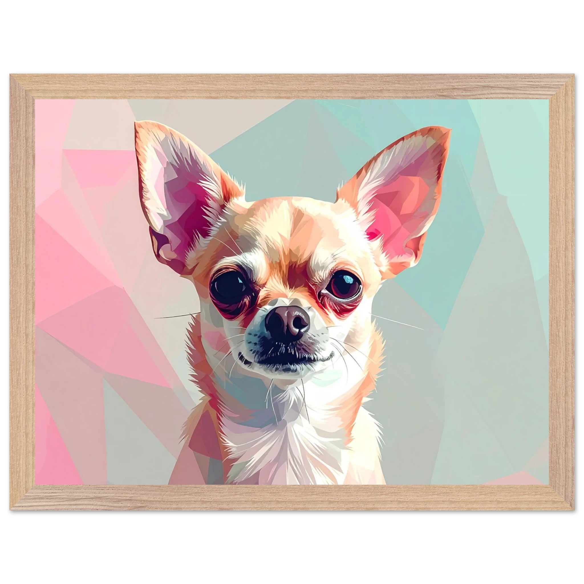Abstrakte Chihuahua Kunst – Premium gerahmtes Poster mit lebendigen Farben und drei Rahmenoptionen