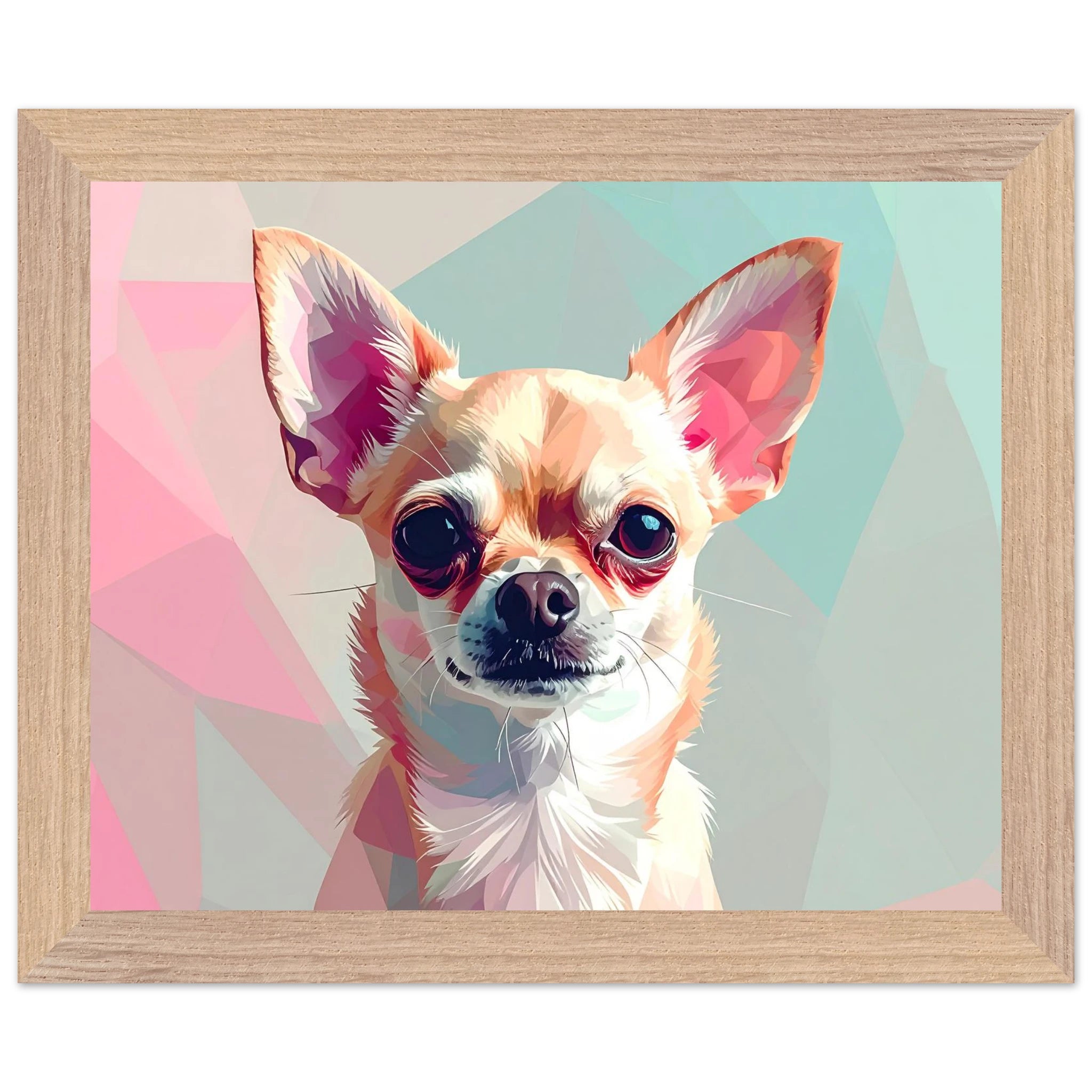 Abstrakte Chihuahua Kunst – Premium gerahmtes Poster mit lebendigen Farben und drei Rahmenoptionen