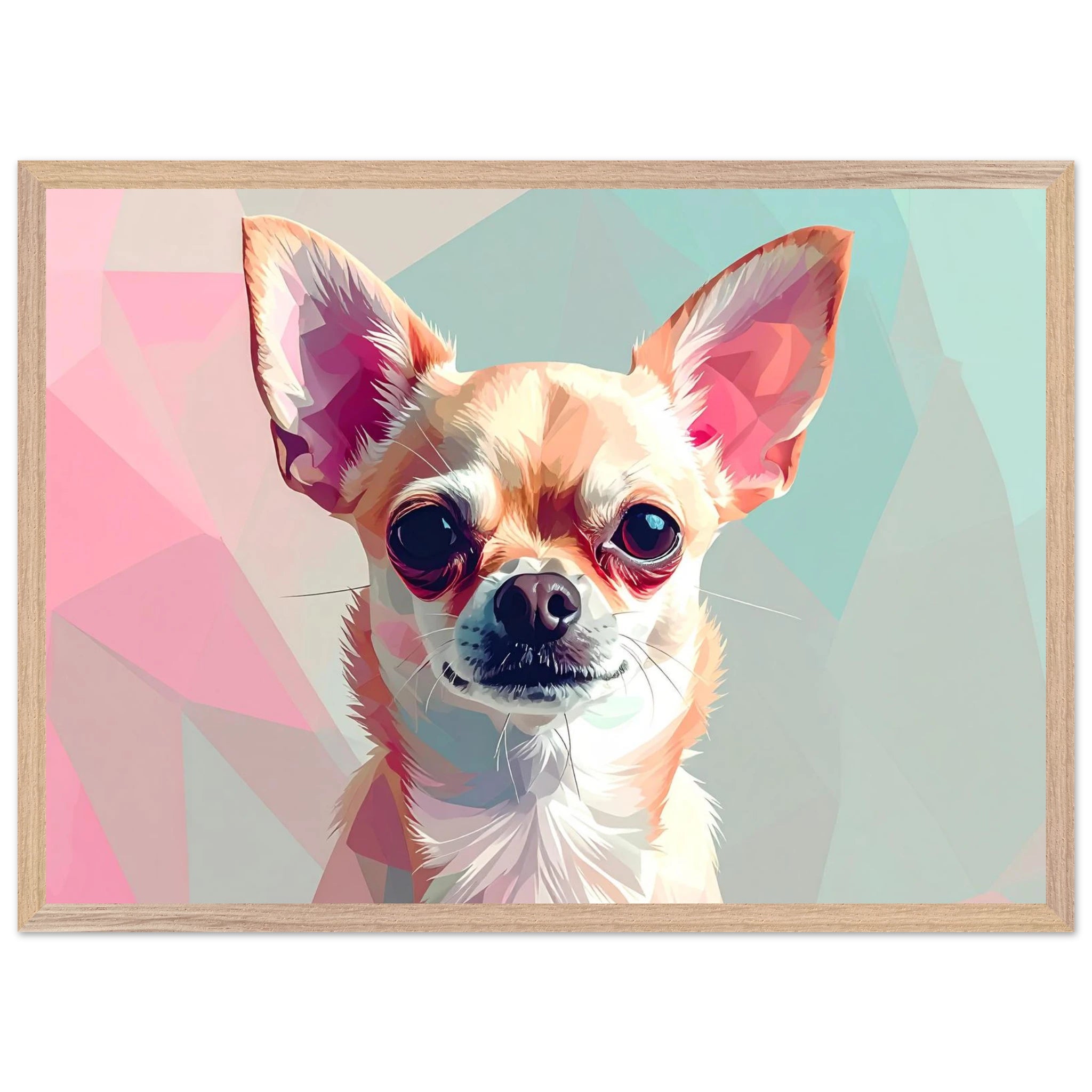 Abstrakte Chihuahua Kunst – Premium gerahmtes Poster mit lebendigen Farben und drei Rahmenoptionen