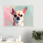 Abstrakte Chihuahua Kunst – Premium gerahmtes Poster mit lebendigen Farben und drei Rahmenoptionen