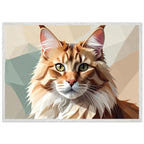 Abstrakte Maine Coon Katze: Premium-Poster aus halbmattem Premium-Papier mit Holzrahmen