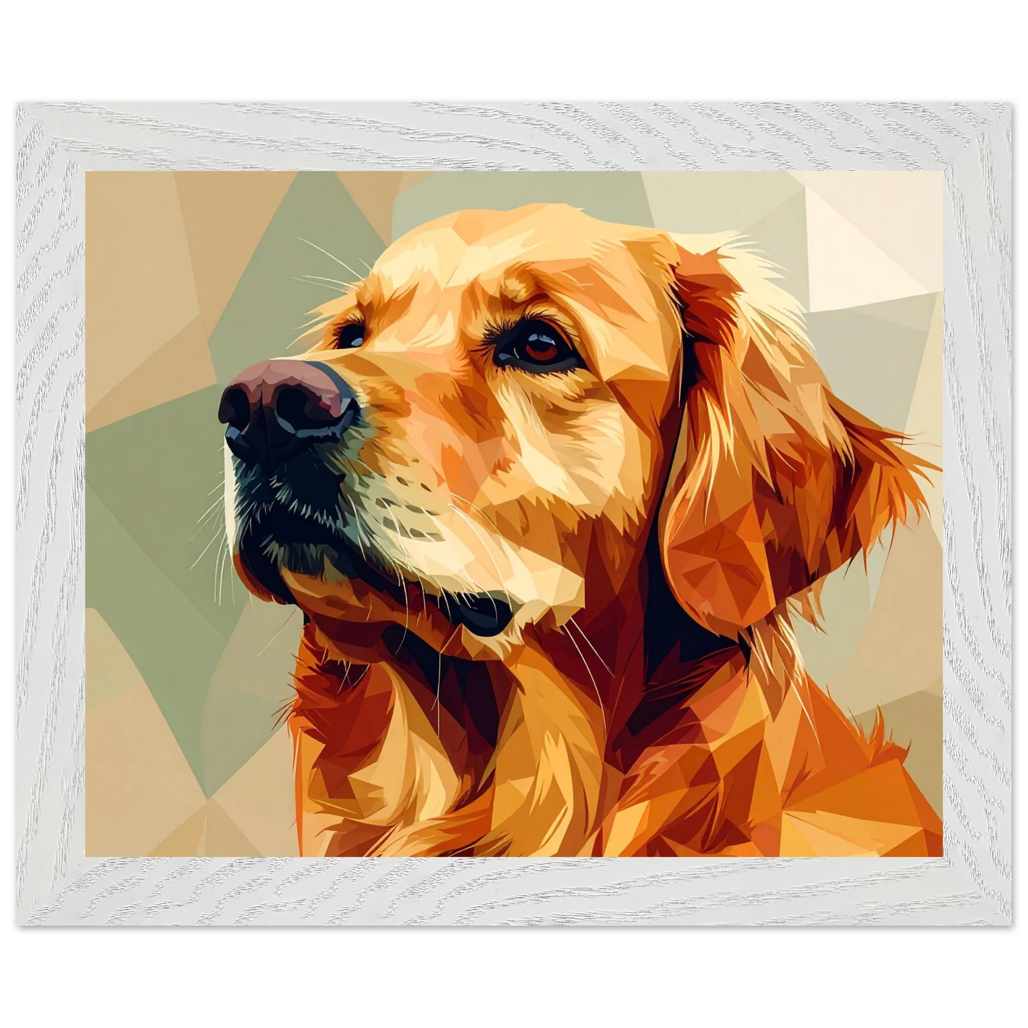 Golden Retriever Pop Art Premium-Poster mit Holzrahmen – Lebendige Wandkunst in deiner Wunschgröße und Rahmenfarbe-petllective