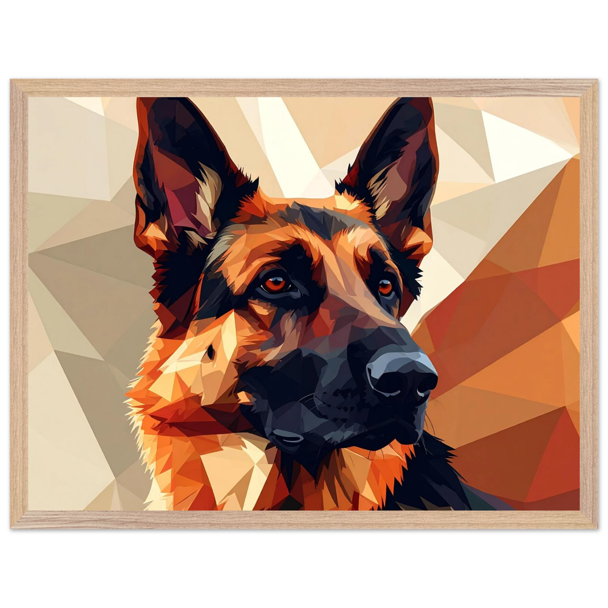 Abstrakter Schäferhund: Premium-Poster aus halbmattem Papier mit Holzrahmen – in verschiedenen Größen und Rahmenfarben-petllective