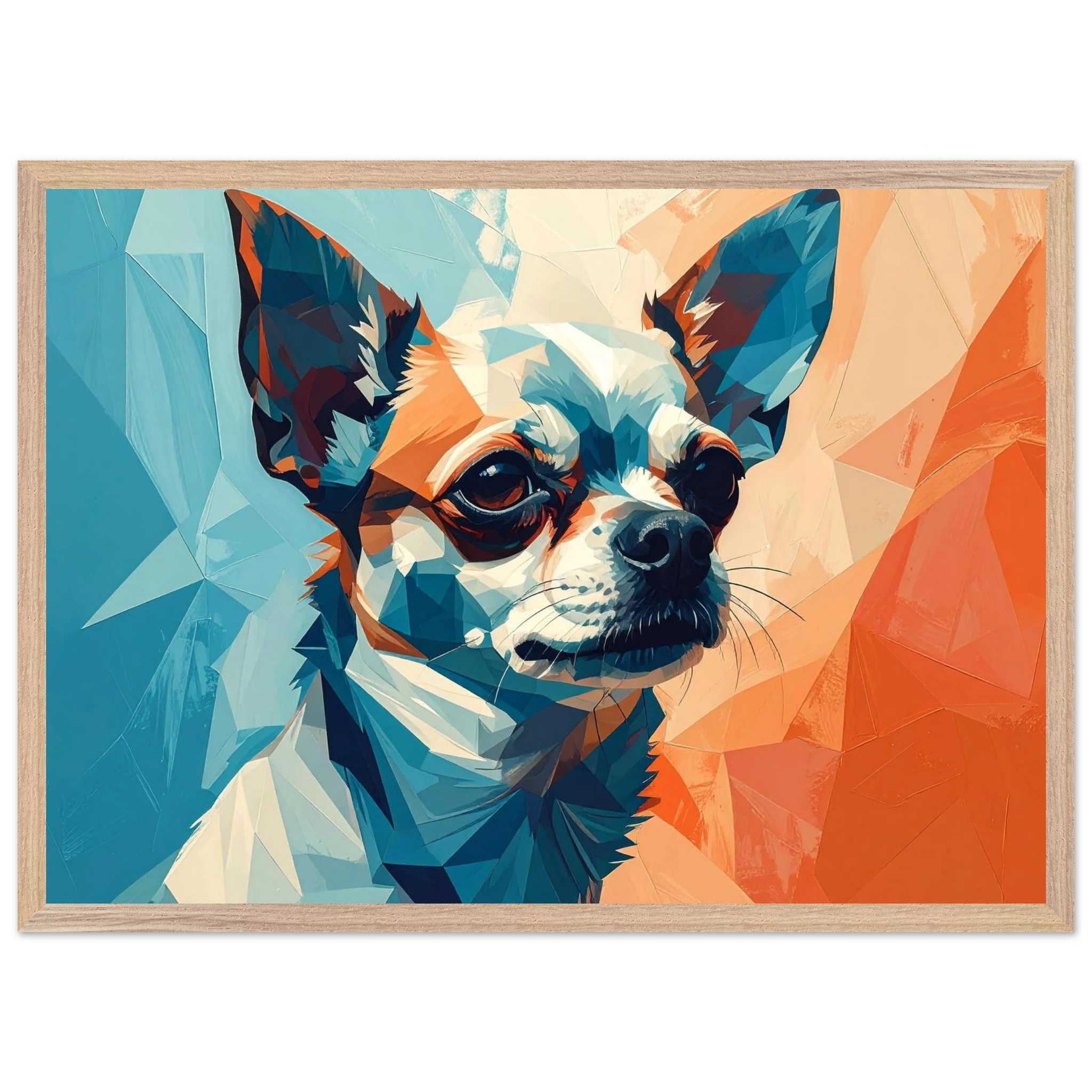 Chihuahua Geometrische Pop-Art: Premium-Poster aus halbmattem Premium-Papier mit Holzrahmen-petllective