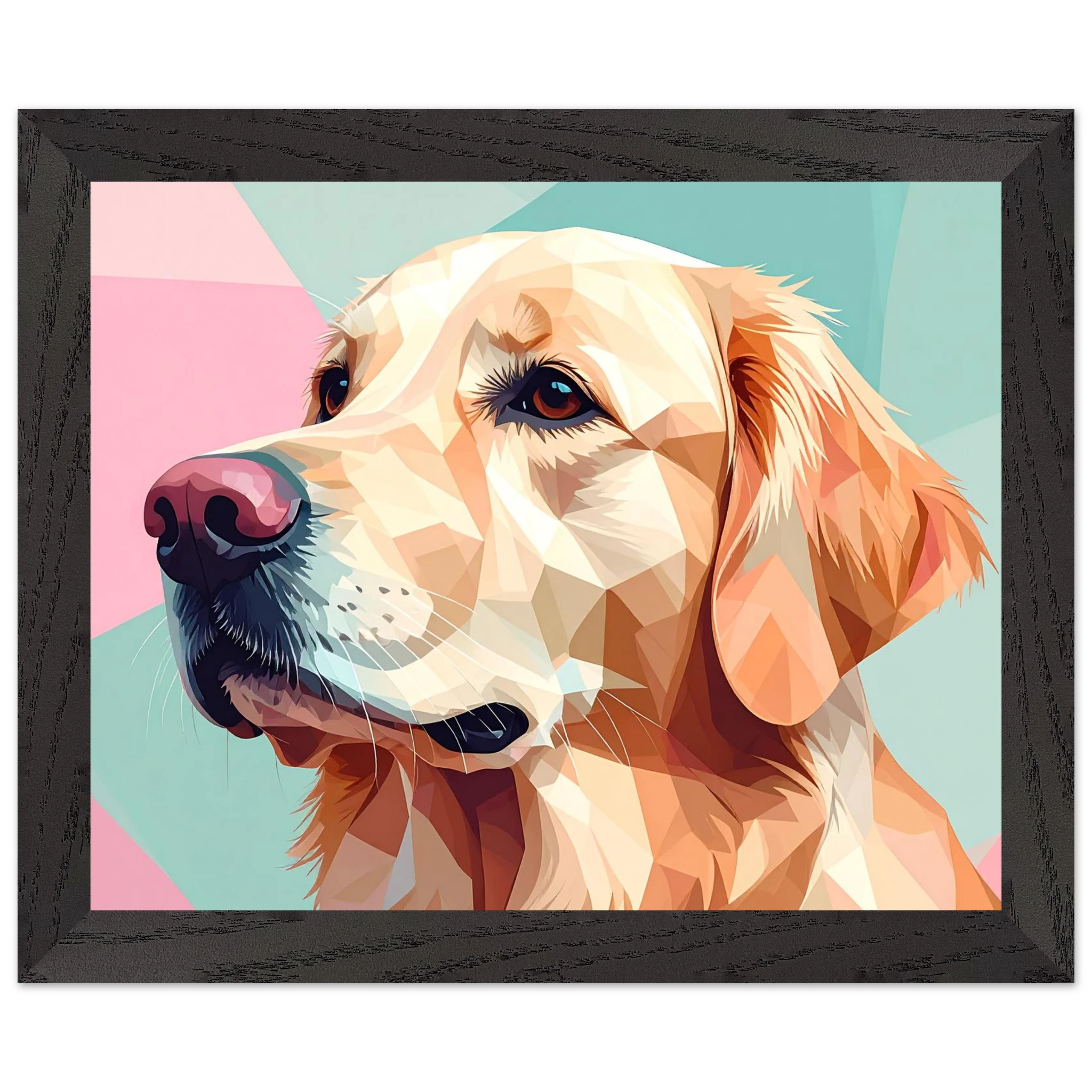 Abstrakter Golden Retriever: Premium-Poster mit Holzrahmen in deinem Wunschformat-petllective