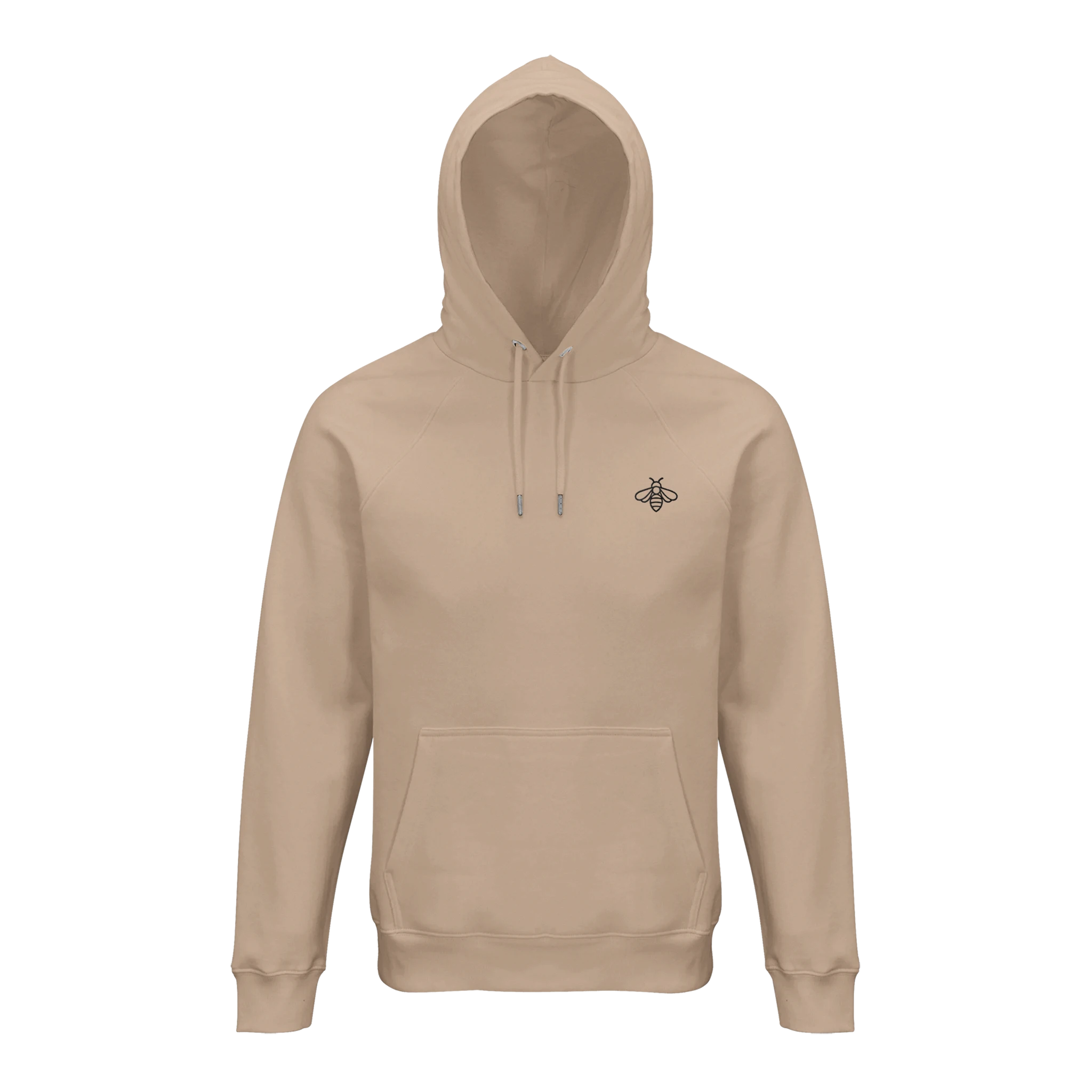 Unisex-Hoodie mit gesticktem Biene-Emblem auf der Brust, minimalistisches nachhaltiges Design von Petllective
