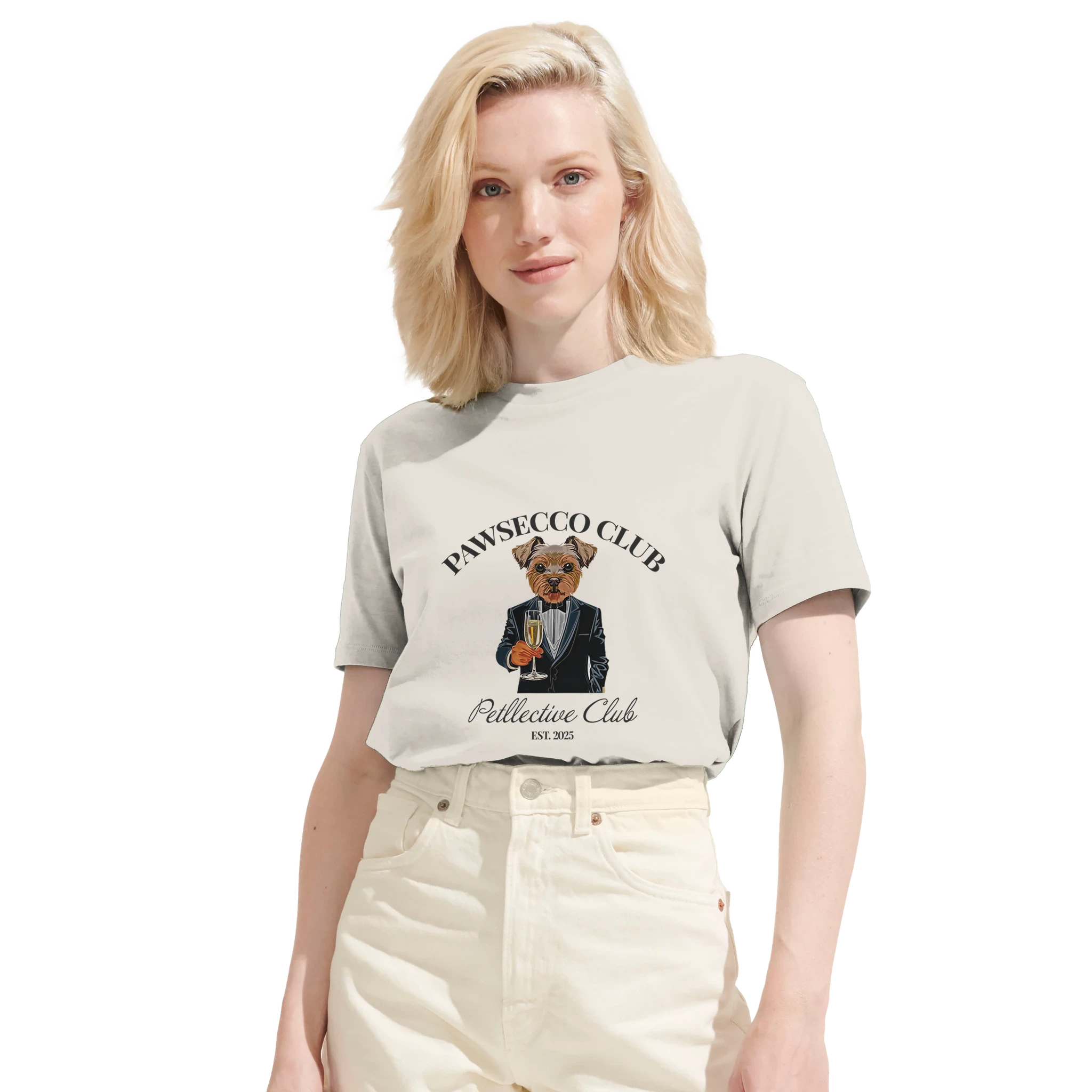 Unisex Bio-Baumwoll T-Shirt „Pawsecco Club“ – Petllective Club Edition-petllective