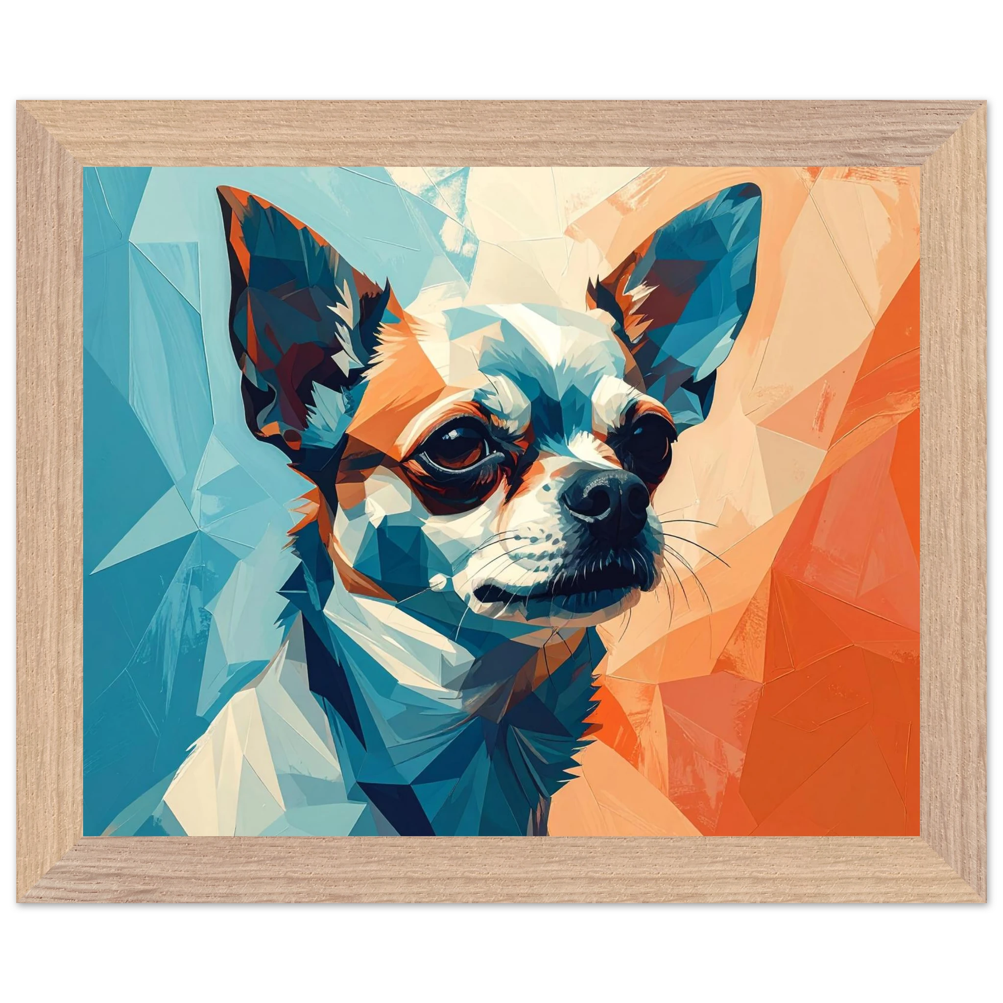 Chihuahua Geometrische Pop-Art: Premium-Poster aus halbmattem Premium-Papier mit Holzrahmen-petllective