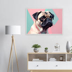 Niedlicher Mops im Pop-Art-Stil: Gerahmtes Premium-Poster mit lebendigen Farben und verschiedenen Rahmungen-petllective
