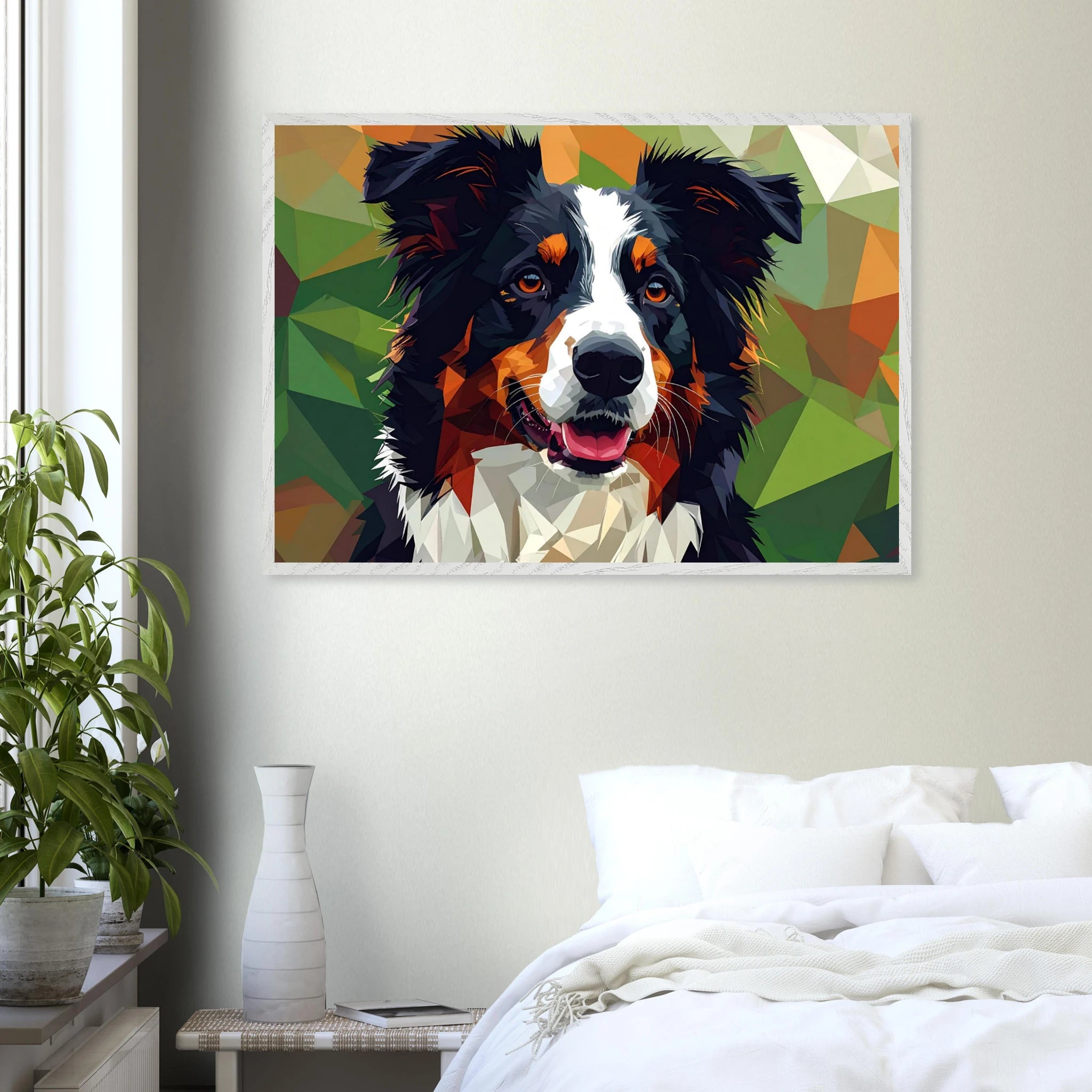 Abstrakter Border Collie Premium-Poster – Lebendige Tierkunst für Ihr Zuhause mit Rahmen nach Wahl-petllective