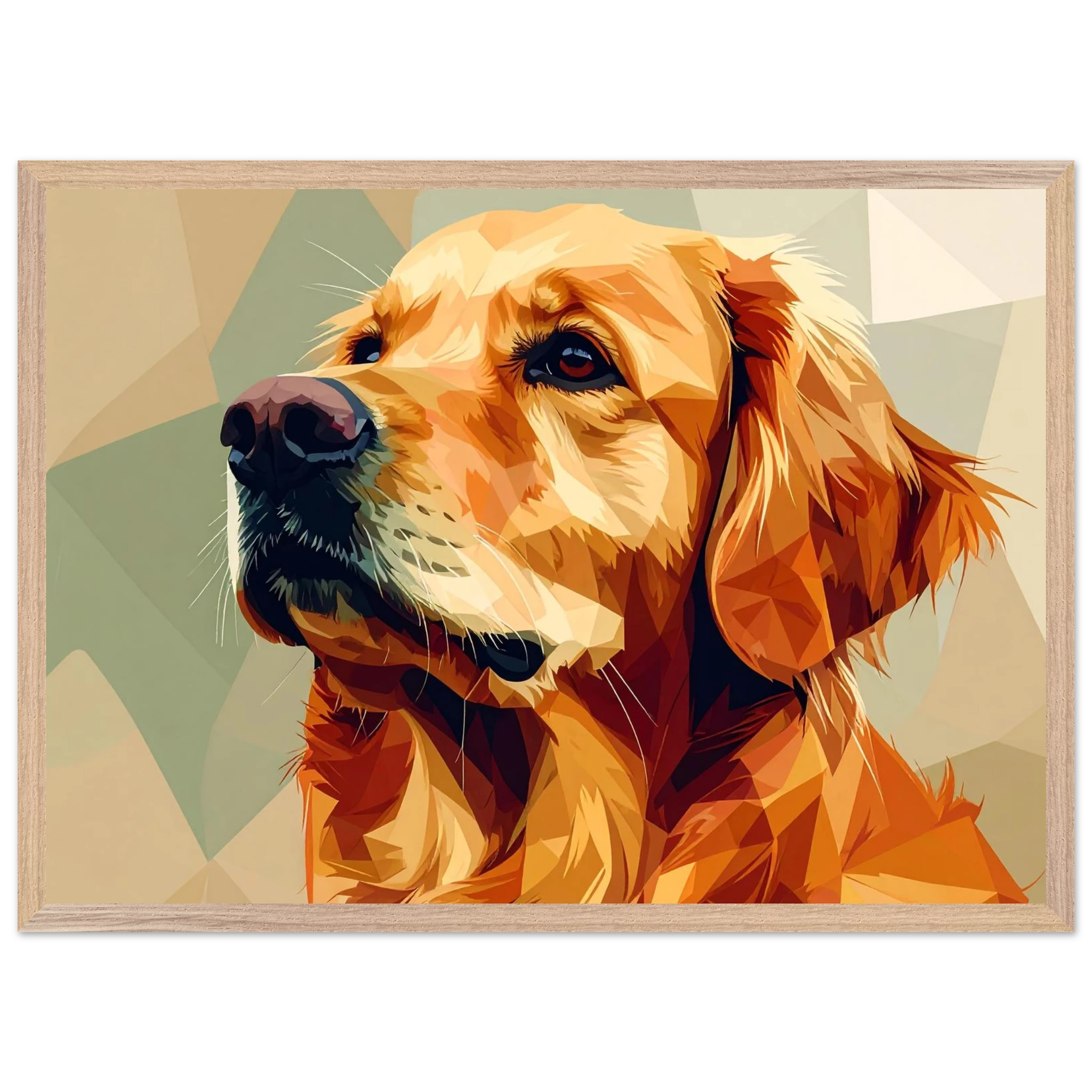 Golden Retriever Pop Art Premium-Poster mit Holzrahmen – Lebendige Wandkunst in deiner Wunschgröße und Rahmenfarbe-petllective