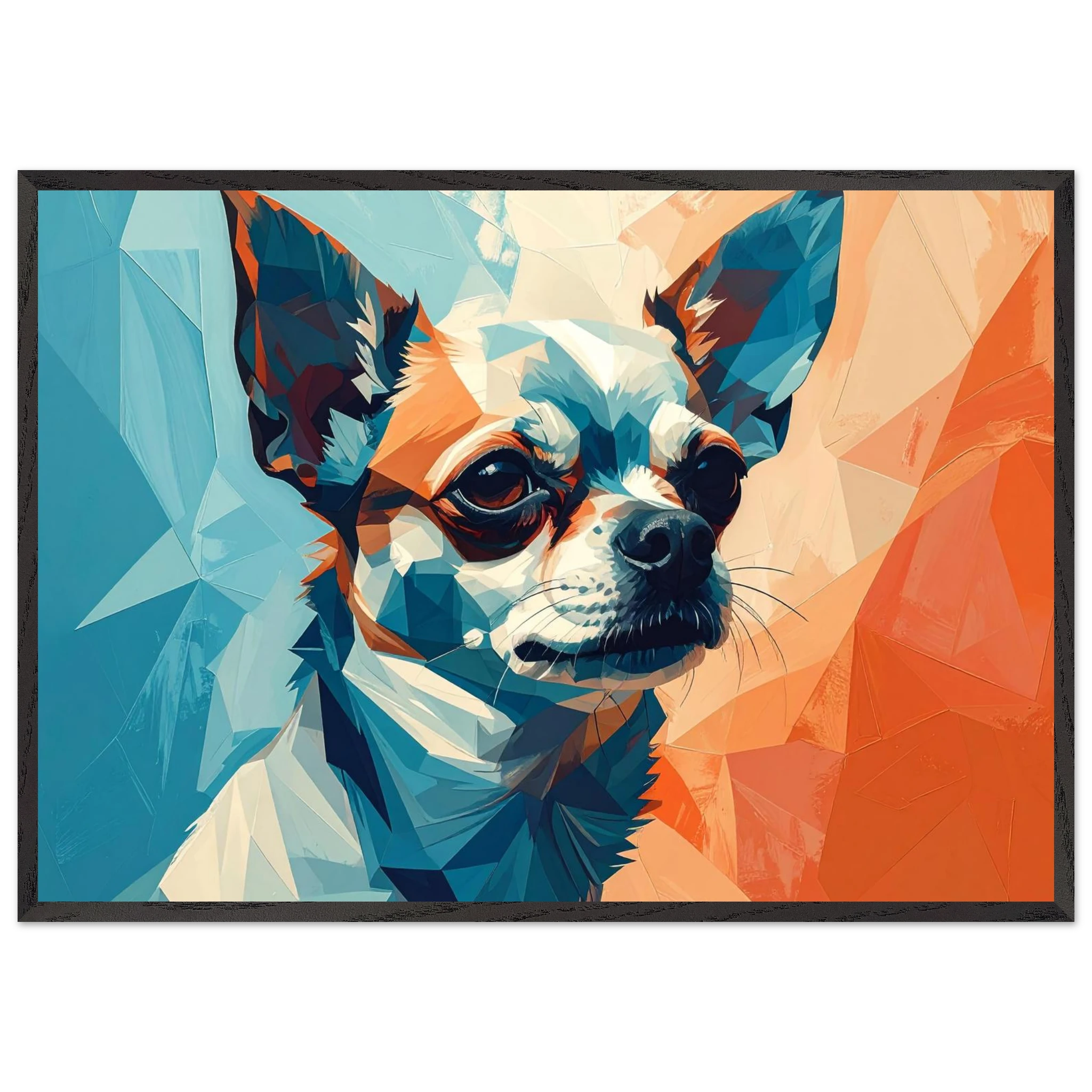 Chihuahua Geometrische Pop-Art: Premium-Poster aus halbmattem Premium-Papier mit Holzrahmen-petllective