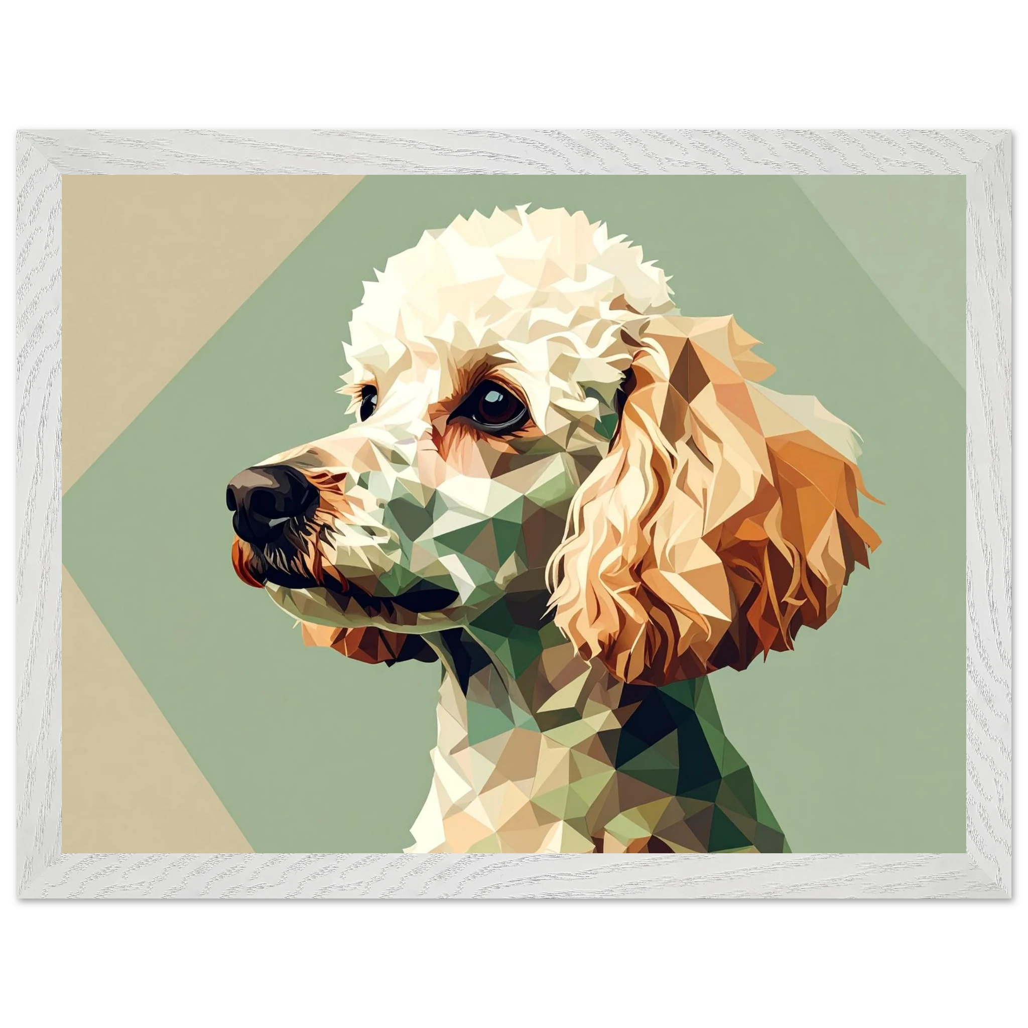 Abstrakter Pudel: Premium-Poster aus halbmattem Premium-Papier mit Holzrahmen – Modernes Haustier-Design-petllective